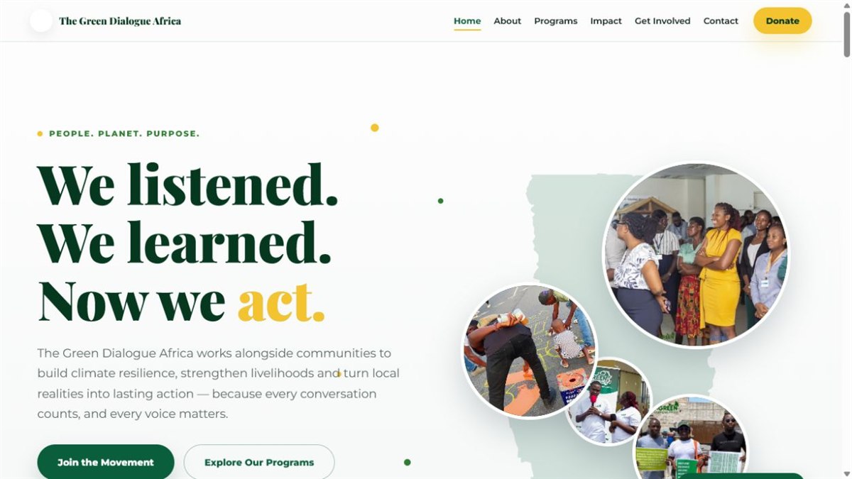 The Green Dialogue Africa website home