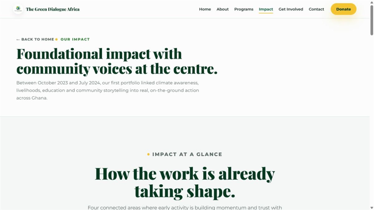 TGA website impact page