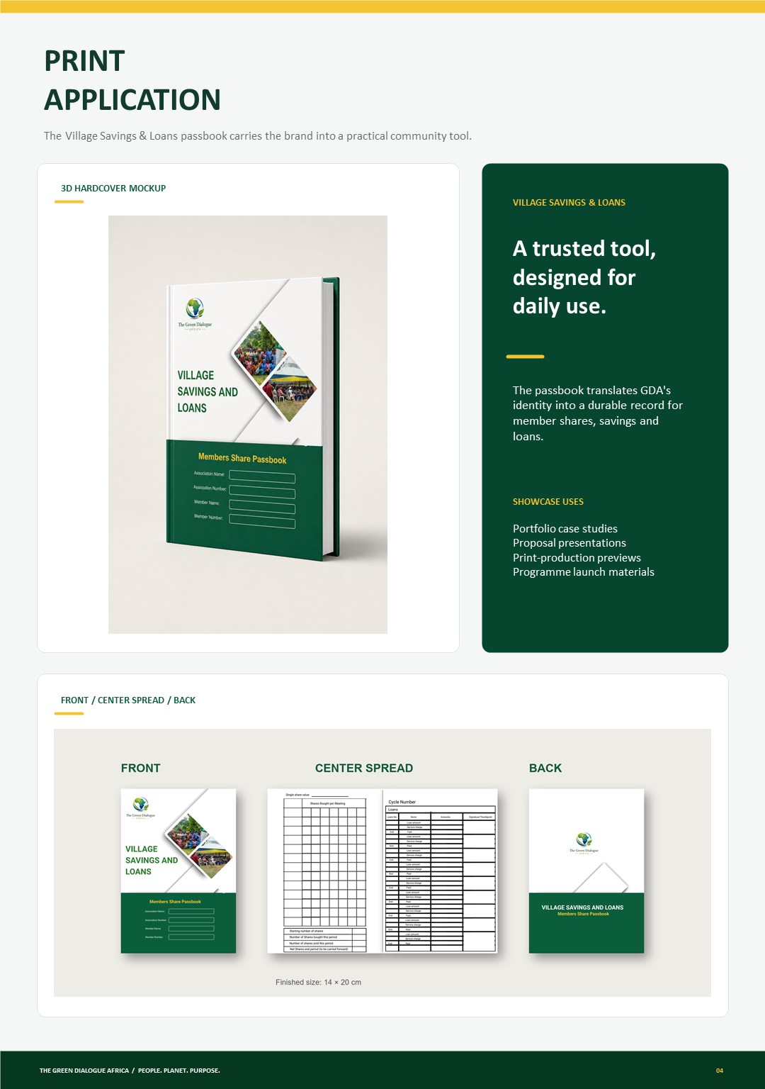 Print application, the Village Savings and Loans passbook