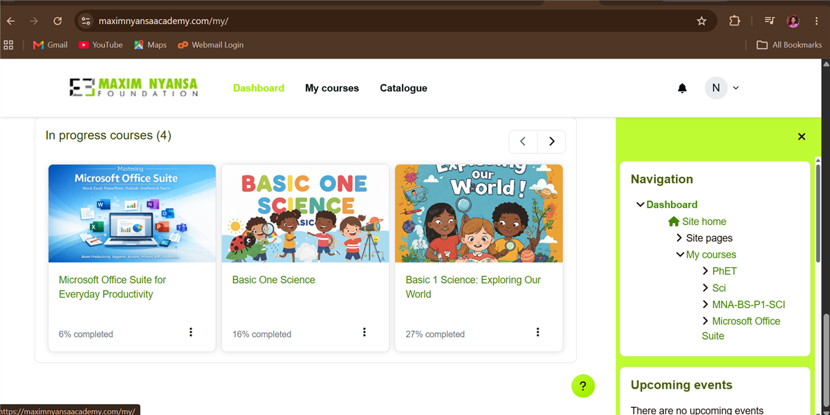 In-progress courses