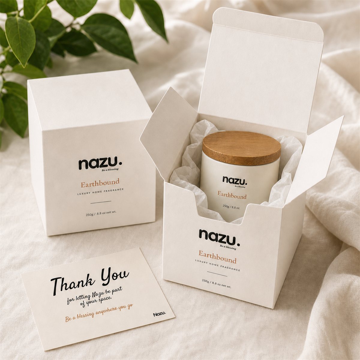 Nazu unboxing with thank-you card